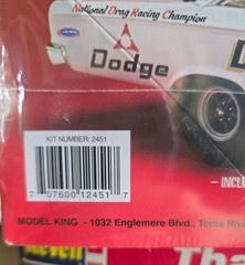 Moebius Models Dave Strickler ’65 Dodge Funny Car 1:25 Plastic Model Kit 2451