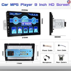 9 Inch Single Din Car Stereo with Mirror Link for Android/iOS, IPS Touch Screen