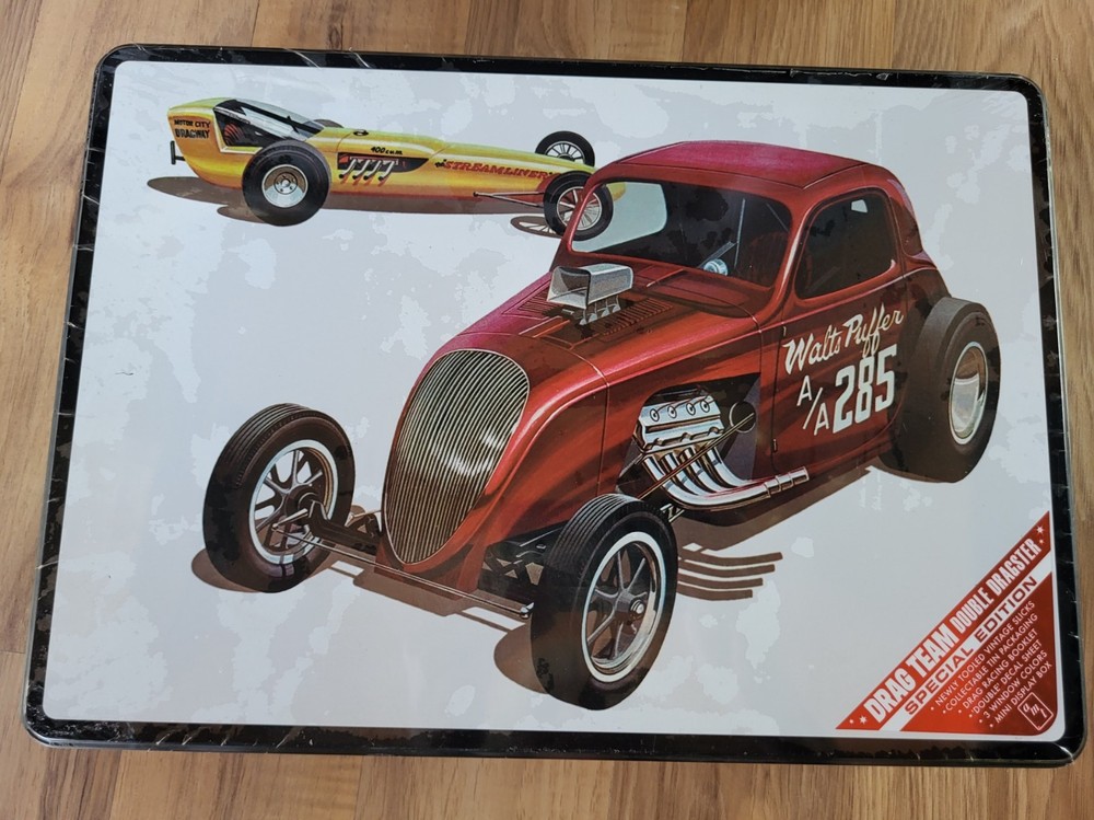 AMT Double Dragster 1:25 Scale Model Kit In Tin container 627 New & Sealed