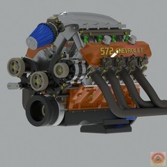 1:8-1:24 Scale 572 Copo Engine, 3D Resin Printed Kit with 4L75E-R Transmission