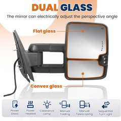Switchback Chrome Power Heated Towing Mirrors Compatible for 2007-2013 Chevy Sil