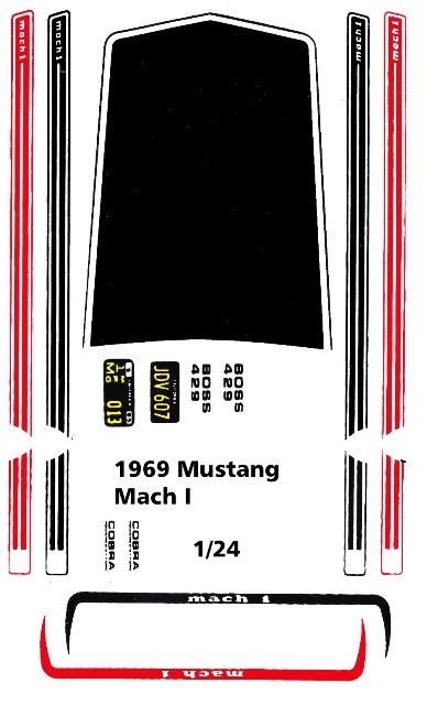 1969 Ford Mustang MACH I 1/24th – 1/25th Scale Waterslide Decals