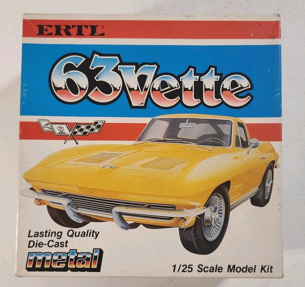 Ertl ’63 Vette (Corvette) Die-cast Model Car Kit 1:25 Scale