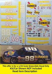 NASCAR DECAL #98 SUNOCO 1988 BUICK REGAL BRAD NOFFSINGER -1/24 POWERSLIDE