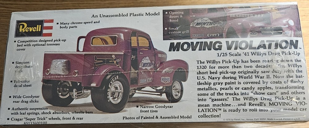Revell 1/25 Willys Moving Violation Model Kit Factory Sealed