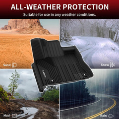 Floor Mats for Toyota Tundra 2014-2021 Crewmax Cab, All Weather Custom Fit Floor