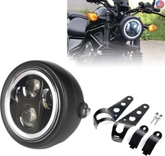 5-3/4inch Motorcycle Headlight White Halo Ring with Headlight Housing Mount