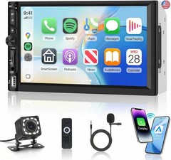 7 Inch Double Din Car Radio, Wireless/Wired CarPlay Android Auto, HD IPS