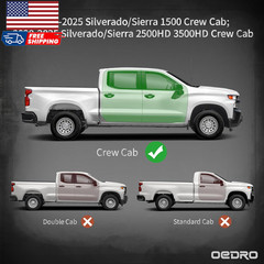 6 Inch Running Boards Compatible with 2019-2025 Chevy Silverado/Gmc Sierra 1500