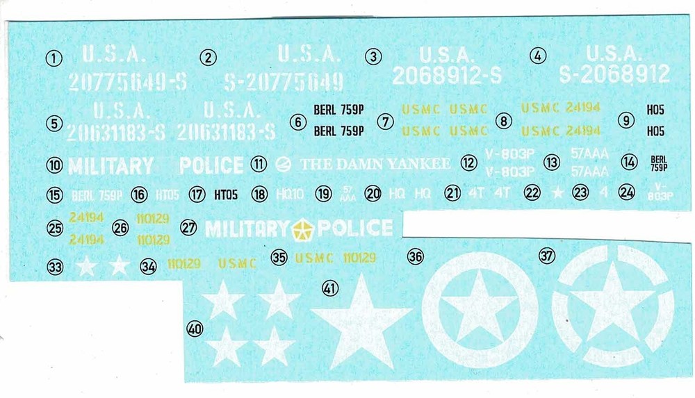 Takom 2126 1/35 U.S.1/4 Ton Utility Truck w/ 1/4 Ton Utility Trailer decals only