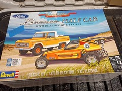 Brand New Revell Ford Bronco Half Cab With Dune Buggy And Trailer