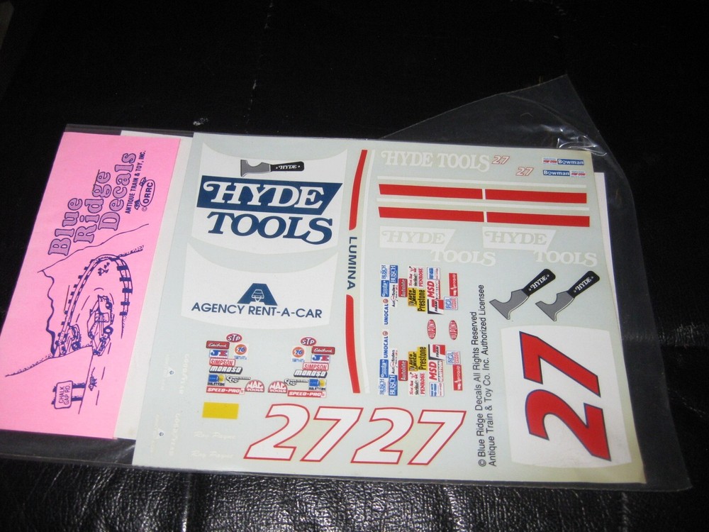 Nascar Hyde Tools #27 by Blue Ridge Decals Antique Train & Toy, Inc.-1/25 – 1993