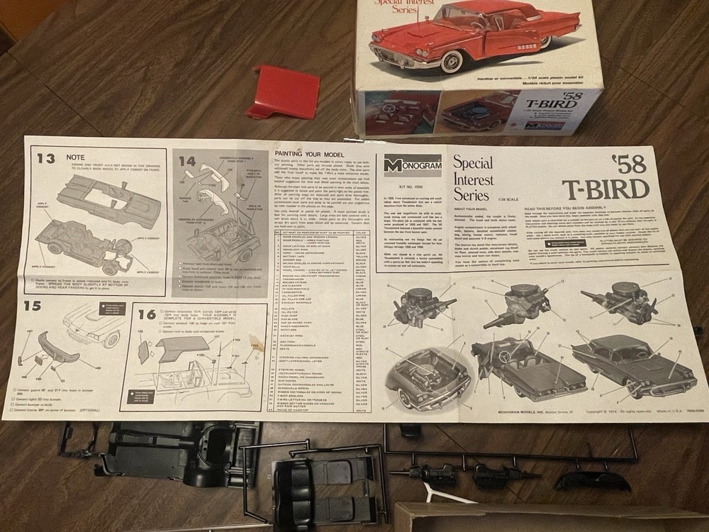 Vintage model Ford Thunderbird Dual Hardtop & Convertible Model Kit Monogram