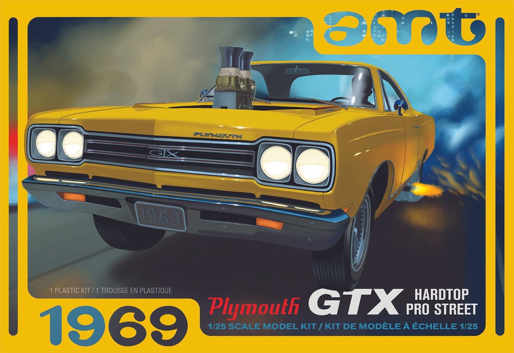 AMT 1969 PLYMOUTH GTX HARDTOP PRO STREET 1:25 SCALE MODEL #1180