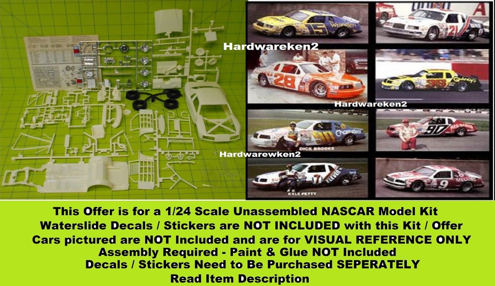 DONOR 1983-1986 NASCAR FORD THUNDERBIRD STOCK CAR MODEL KIT- WHITE – 1/24