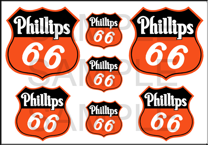VINTAGE STYLE 1 3/4 AND 1/2 INCH PHILLIPS 66 OIL DECAL STICKER
