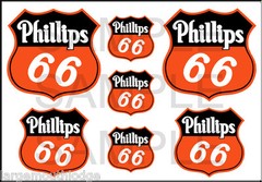 VINTAGE STYLE 1 3/4 AND 1/2 INCH PHILLIPS 66 OIL DECAL STICKER