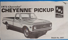 72 CHEVY FLEETSIDE PICKUP – INSTRUCTIONS – AMT 6691 – MODEL CAR KIT PARTS LOT