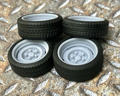 Resin 21/20 Inch: “Steelie” Model car Wheels/Tires 1/24 1/25 scale