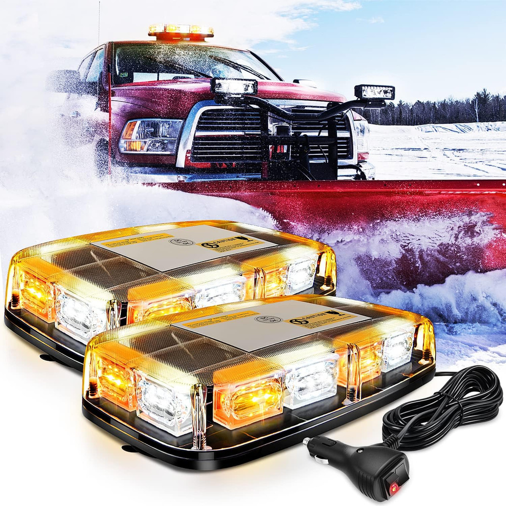 2PCS 12 Inch Roof Top Strobe Lights 48LED Hazard Light Emergency Safety Warning