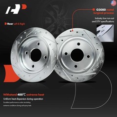 A-Premium 9.97 inch (253mm) Rear Drilled and Slotted Disc Brake Rotors