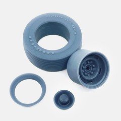 1/25 Resin 15 inch GM Rallye Wheels, Goodyear Polyglas Tires, and Brake Set