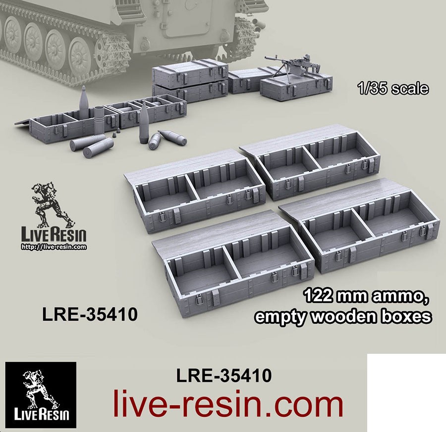 Live Resin 1/35 122mm Ammo, Empty Wooden Boxes