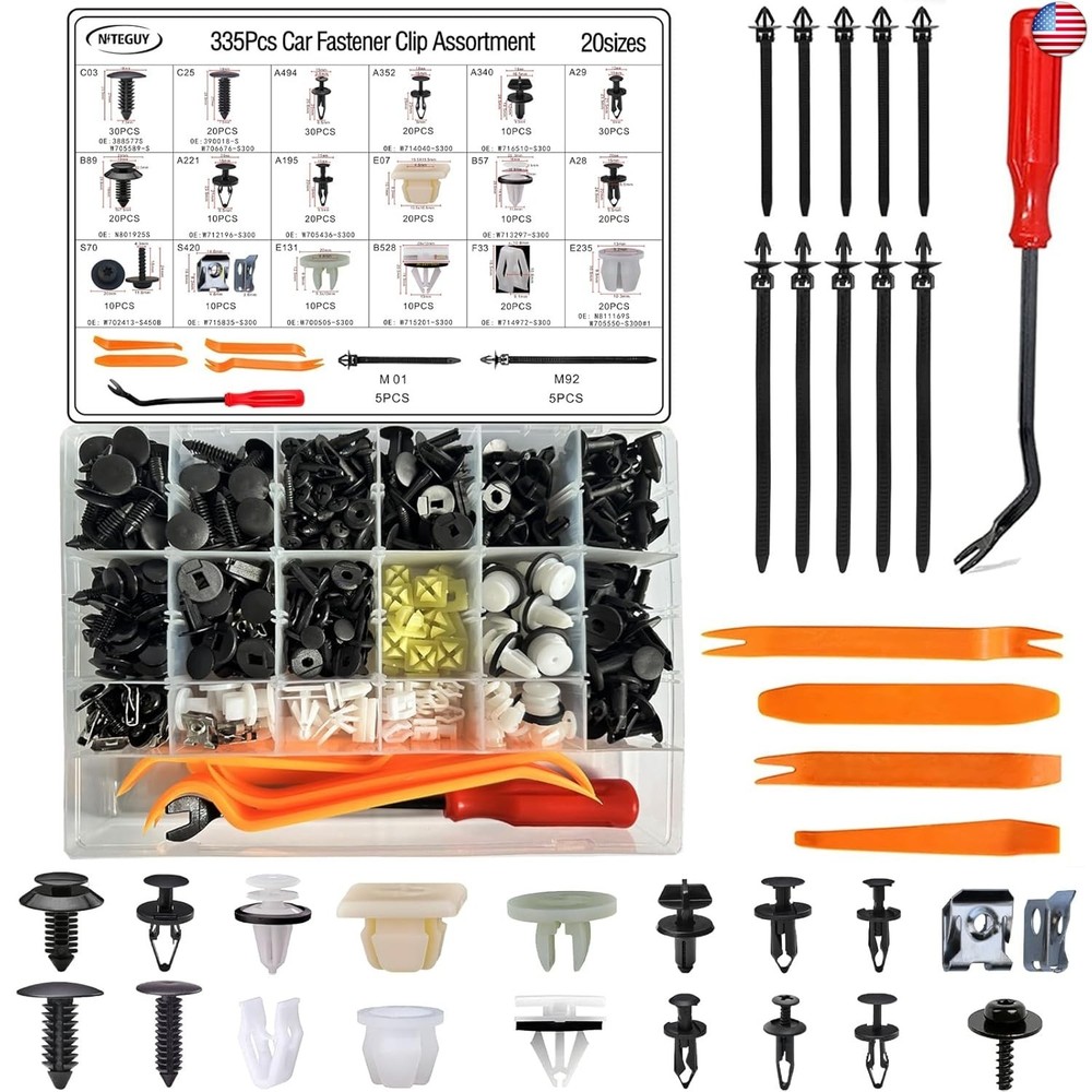 335Pcs Ford F150 Car Retainer Clips & Fastener Assortment – 18 Most Popular