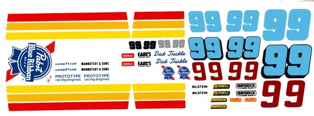#99 Dick Trickle Pabst Blue Ribbon Camaro 1/24th 1/25th Scale Waterslide Decals