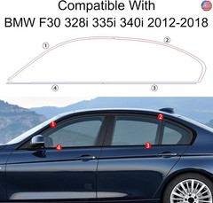 Stainless Steel Window Trim Chrome Delete for BMW F30 2012-2018 Black Window
