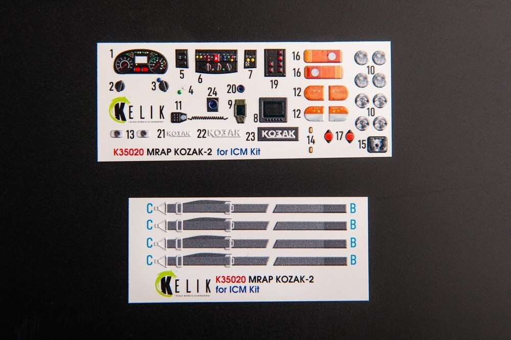 Kelik K35020 Kozak-2 Ukrainian MRAP interior/exterior 3D decals for ICM kit 1/35