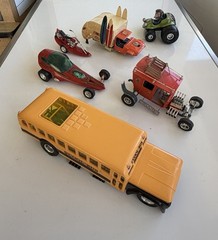 BUILT LOT 1970’s MONOGRAM MODELS S’COOL BUS CHERRY BOMB TJ TAXI GARBAGE TRUCK +