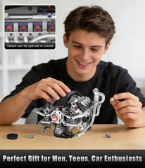 Fully Functional 770 PCS V8 Engine Model Kit with Lights & Instruction Manual