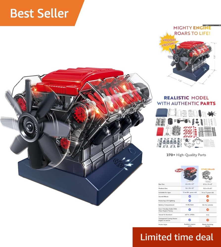 DIY V8 Engine Kit – Realistic Mechanical Model for Kids & Adults – 270 Parts