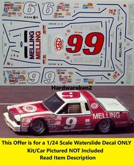 NASCAR DECAL # 9 MELLING 1982 FORD THUNDERBIRD BILL ELLIOTT POWERSLIDE 1/24