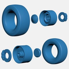 1/24 Resin 15 inch Mopar Steelie Wheels, Goodyear Polyglas Tires, and Brake Set