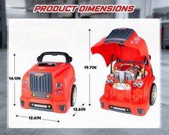 Interactive Truck Engine Toy with Removable Parts – Lights, Large, Red