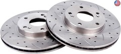 UNITHUB Front Drilled and Slotted Brake Pads and Rotors Kit Ceramic Automotive