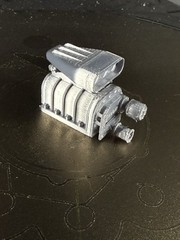 Supercharger Blower V8 Rc Car model engine 3D printed 1:10 scale Silver Silk PLA