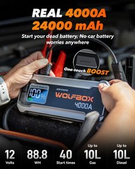 Wolfbox 4000A Jump Starter12V Car Battery Jump Starter 65W Quick Chargerled