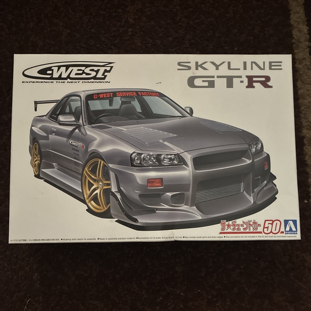 Aoshima 1/24 C-West 2002 NISSAN SKYLINE GTR BNR34 Plastic Model Kit