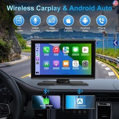 7″ Wireless CarPlay Screen for Car- 4K Touchscreen, 4K Dash Cam &1080P Rear