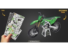 KAWASAKI KX450 OFF-ROAD MOTORCYCLE GREEN STEEL MODEL KIT BY METAL EARTH PS2015