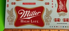 Miller Beer Semi Trailer Waterslide Decal Sheet High Life 1/25 AMT Fruehauf Van