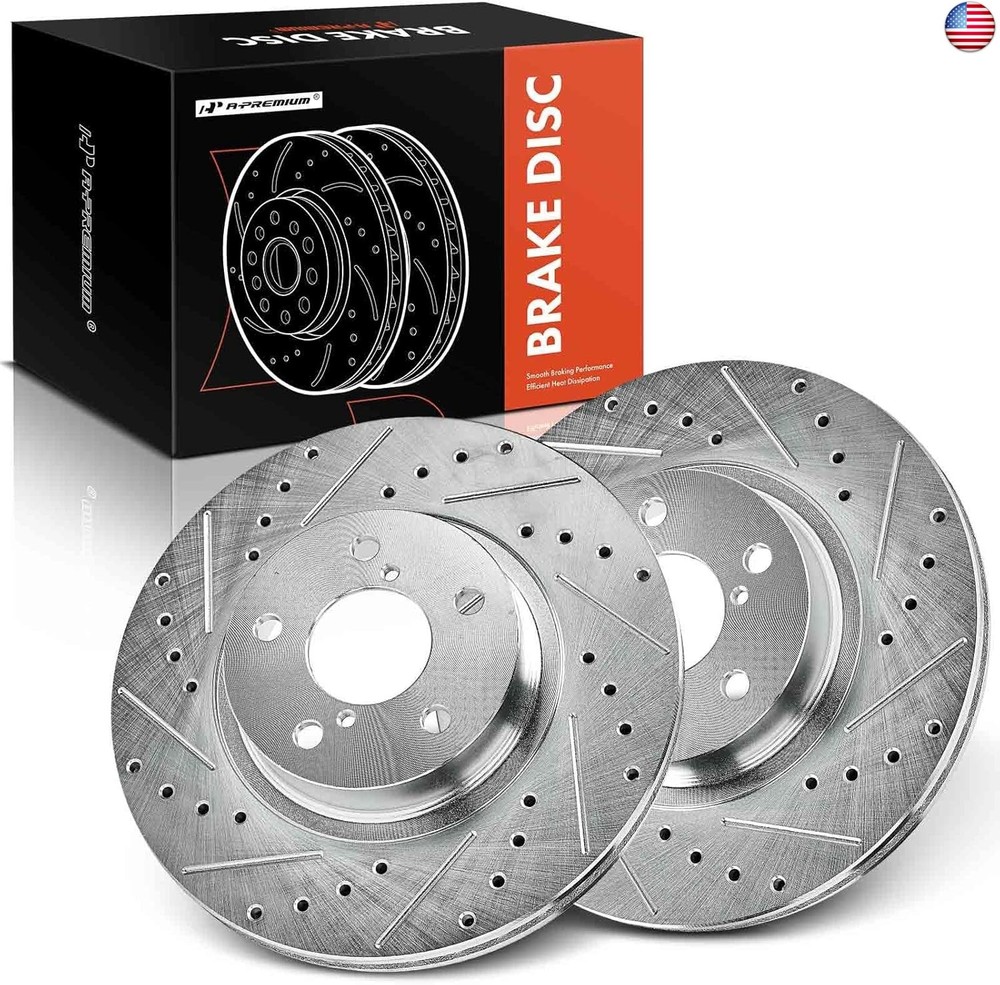A-Premium 10.89 inch (276.50mm) Front Drilled and Slotted Disc Brake Rotors