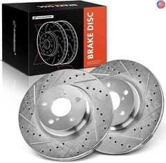 A-Premium 10.89 inch (276.50mm) Front Drilled and Slotted Disc Brake Rotors