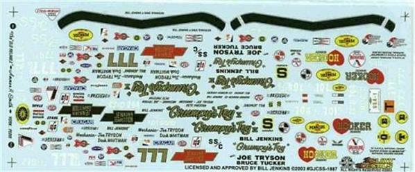 Slixx 1887 Grumpys Toy Camaro/Nova-Bill Jenkins 1/24 1/25 Drag decal