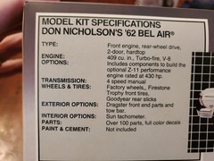 AMT Don Nicholson’s ‘62 BelAir SS New Open Box Sealed Bag VHTF