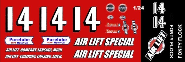 #14 Fonty Flock 1951-53 Oldsmobile 1/25th – 1/24th Scale Waterslide Decals