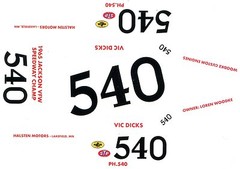 #540 Vic Dicks Modified Decal Sheet